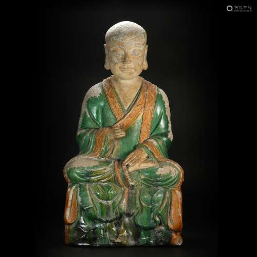 Tri-Colored Arhat Statue from Ming