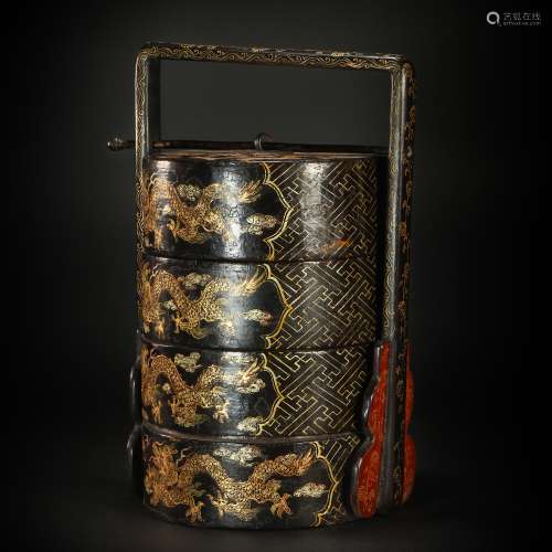 Lacquerware Tracing golden Food Container from Qing