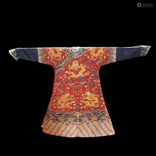 Silk Tapestry Dragon Robe from Qing