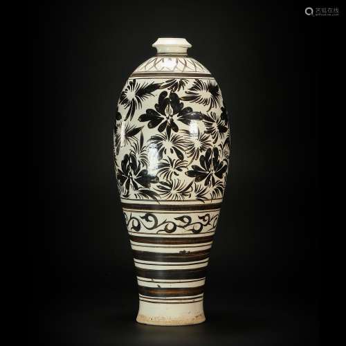 CiZhou Kiln Prunus vase from Yuan