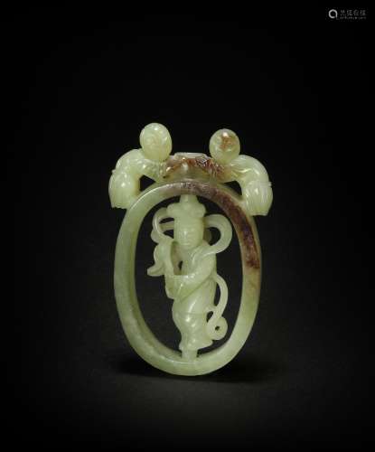 HeTian Jade Human Ornament from Qing