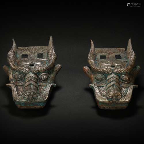 Silvering and Golden Dragon head from Han