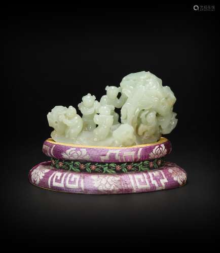 HeTian Jade Ornament in Child form from Qing