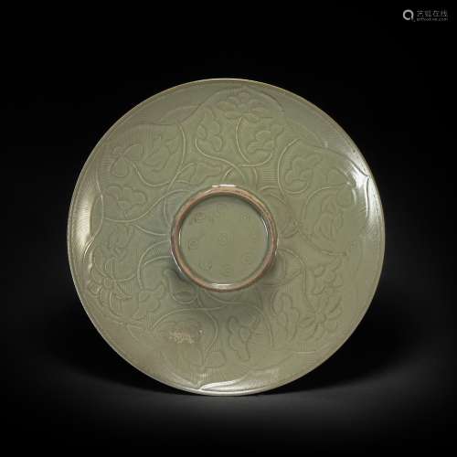 Yue Kiln Colored Plate in Lotus Grain from WuDai