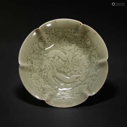 YaoZhou Flower Plate with deer Grain from Song