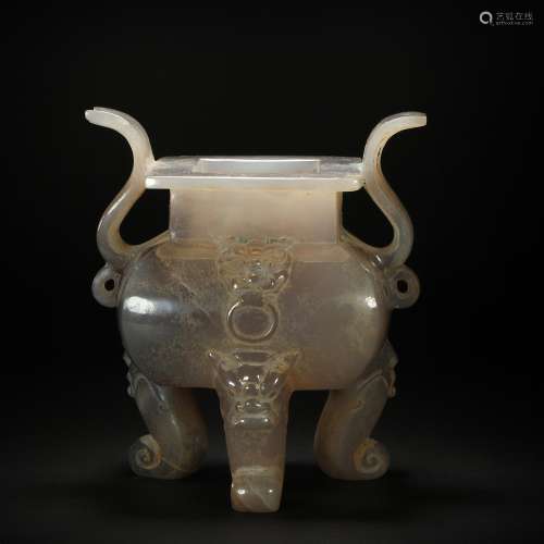 Agate Three Footed Censer from Liao