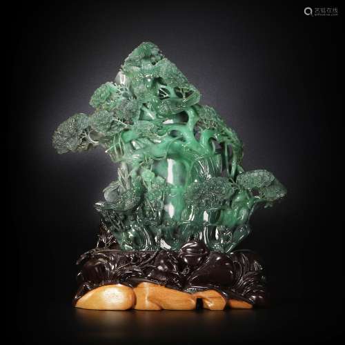 Green Jade SongHeYanNian Ornament from Qing