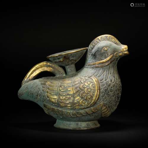 Silvering and Golden Vase in Mandarin Duck form from Liao