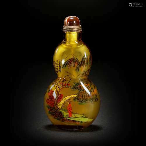 Coloured Glazed Snuff Bottle from Qing
