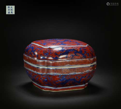 Red Based Blue Glazed Container from Ming