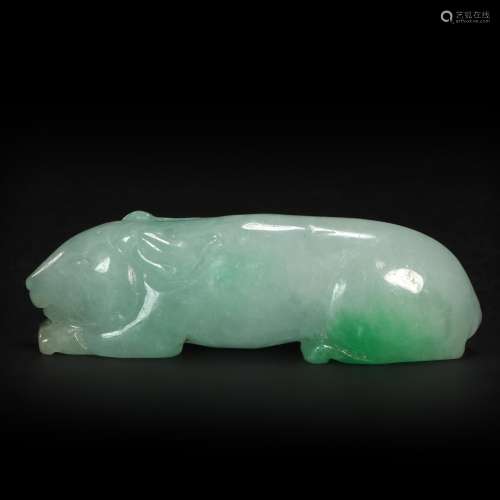 Green Jade Ornament in Rabbit form from Qing