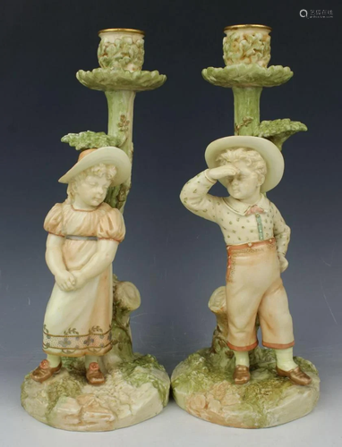 19C Royal Worcester Hadley 2 figurines 1141