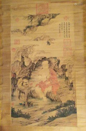 Chinese Color Silk Scrolled Painting