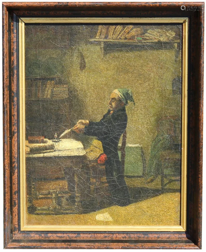 Early European School Painting of Man in Interior