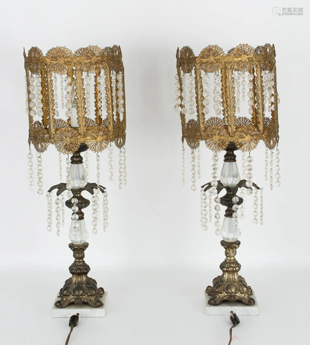 Pair of Mixed Metal & Rhinestone Lamps