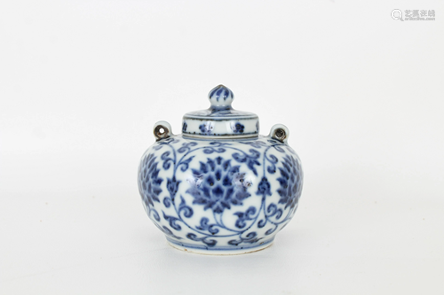 Chinese Ming Style Blue and White Box and Cover