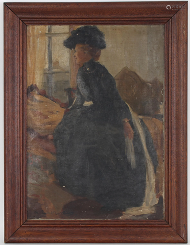 Signed, Early 20th C. Painting of Elegant Woman