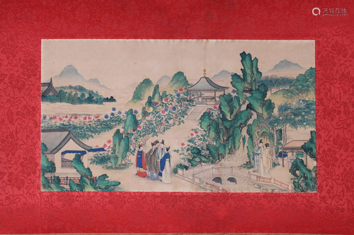 Signed, Fine Chinese Courtyard Scene With figures