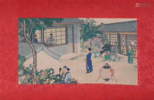 Signed, Fine Chinese Courtyard Scene Watercolor