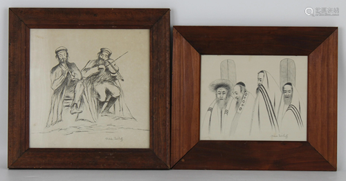 (2) Signed Judaica Drawings