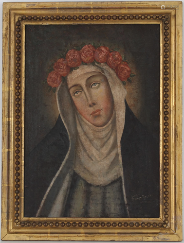 17th C. Spanish Colonial Portrait of Virgin Mary