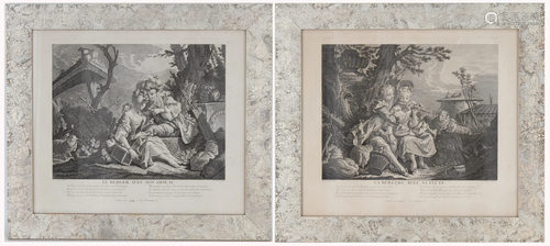 (2) Claude Augustin Duflos (1700 - 1786) Etchings