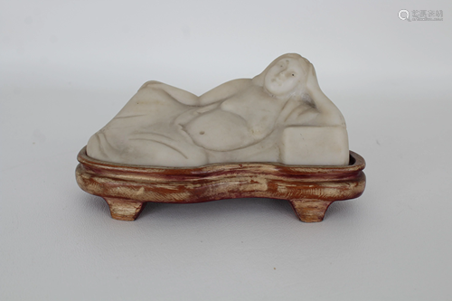 Carved Stone Reclining Woman Figure