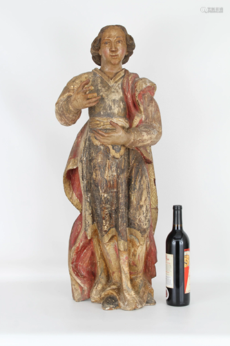 Large 17/18th C. Carved Spanish Santos Figure