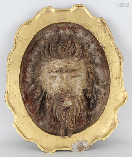 Early Antique Carved Wooden Bust of Christ