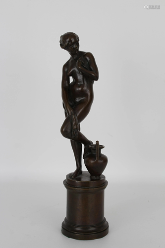 C. Knoblock, 1919 Bronze Semi-Nude Woman Figure