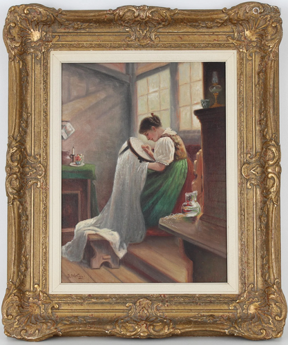 McCay, Signed Painting of Woman Sewing