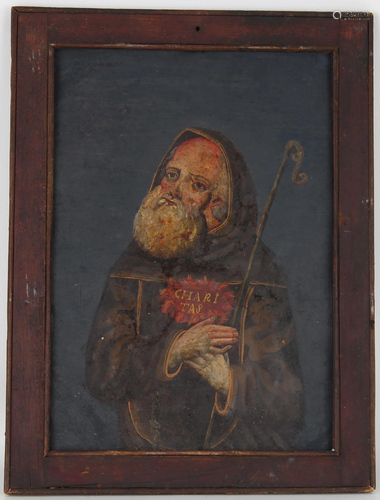 Early Antique Spanish School Painting of a Saint