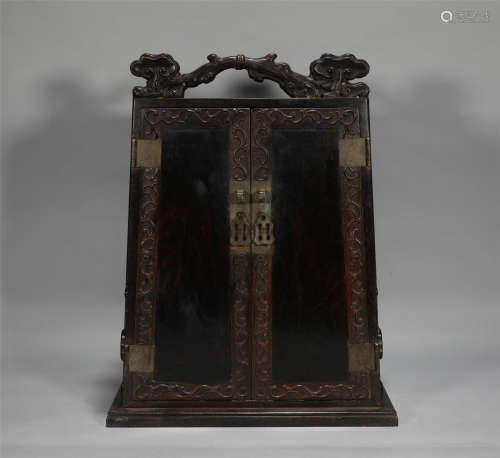 Carved Rosewood Cabinet Qing Style