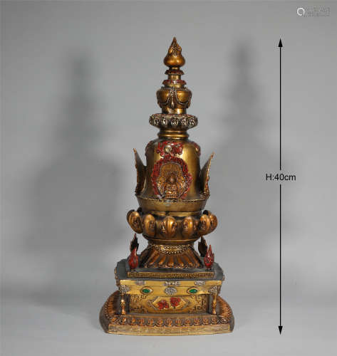 Gilt Bronze Stupa Qing Style
