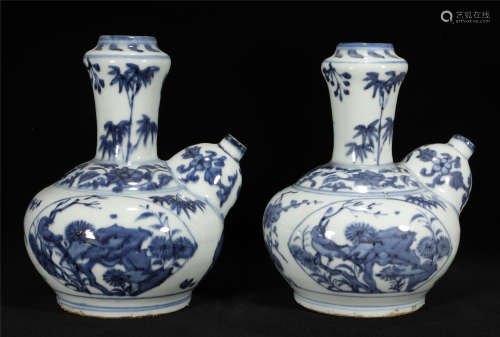 Two Blue and White Kendi Wanli Style