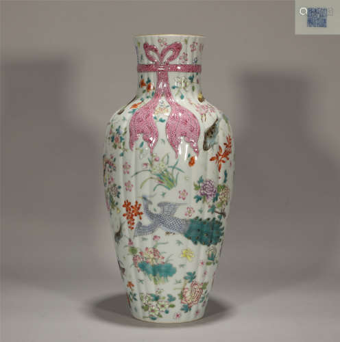 Famille Rose Birds Vase Qianlong Style