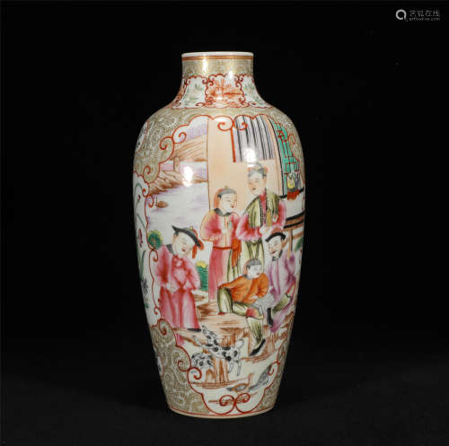 Famille Rose and Gilt Vase Qianlong Style