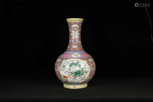 Famille Rose Decorative Vase Qing Style