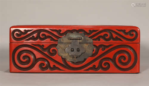 Carved Cinnabar Lacquer Box Qing Style
