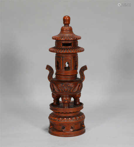 Carved Boxwood Censer Qing Style