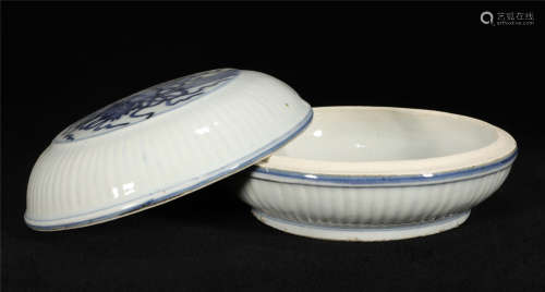 Blue and White Paste Box Wanli Style
