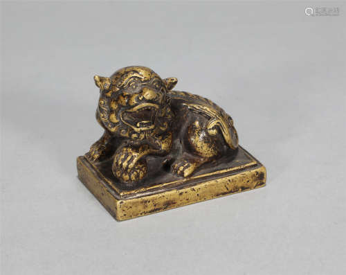 Gilt Bronze Lion Qing Style