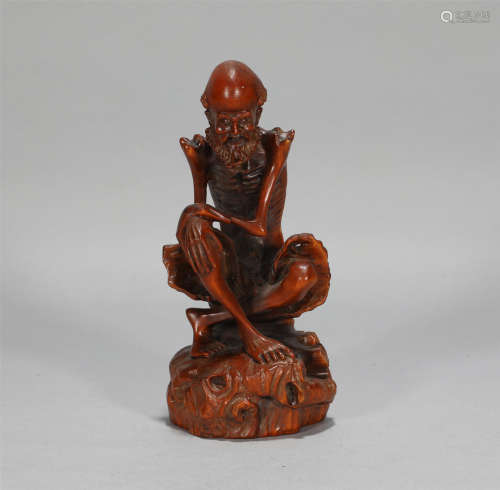 Carved Boxwood Seated Arhat Qing Style