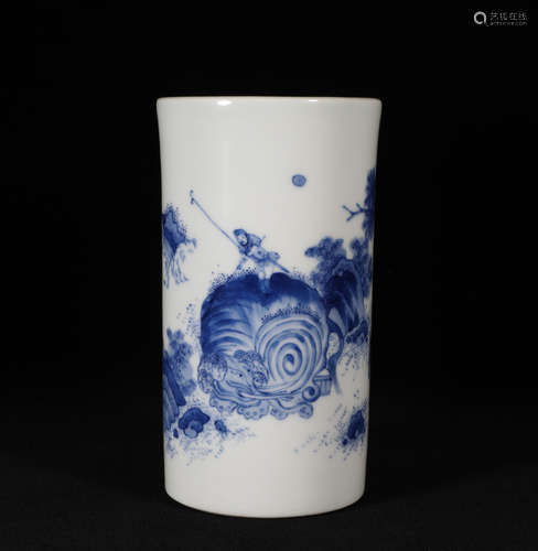 Blue and Whtie Brushpot Chongzhen Style