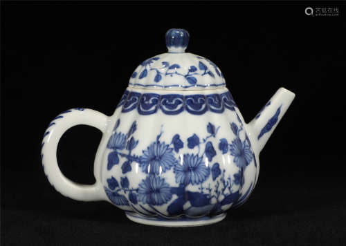 Blue and White Teapot Kangxi Style