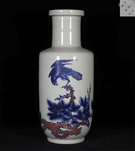 Underglaze Blue and Copper Red Mallet Vase Guangxu Style