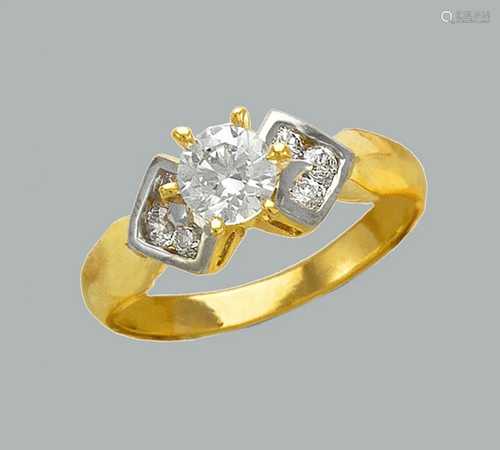 NEW 14K TWO TONE GOLD LADIES CZ RING SOLITAIRE COCKTAIL