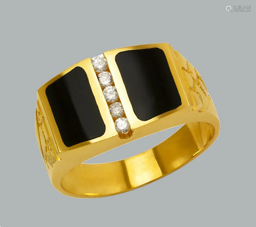 NEW 14K YELLOW GOLD MEN'S CZ RING ONYX LARGE