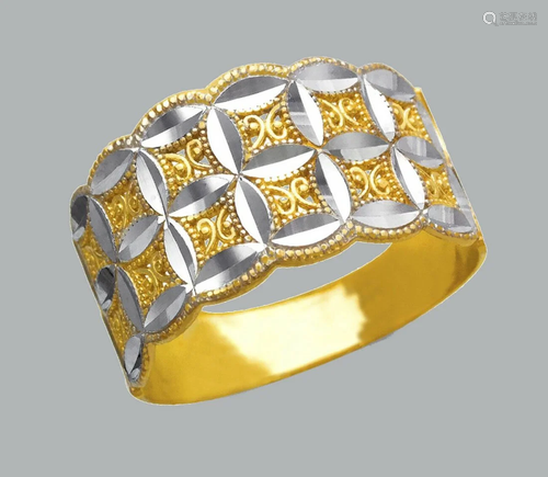 NEW 14K TWO TONE GOLD LADIES FANCY RING FILIGREE