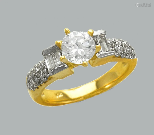 NEW 14K TWO TONE GOLD LADIES CZ RING SOLITAIRE COCKTAil